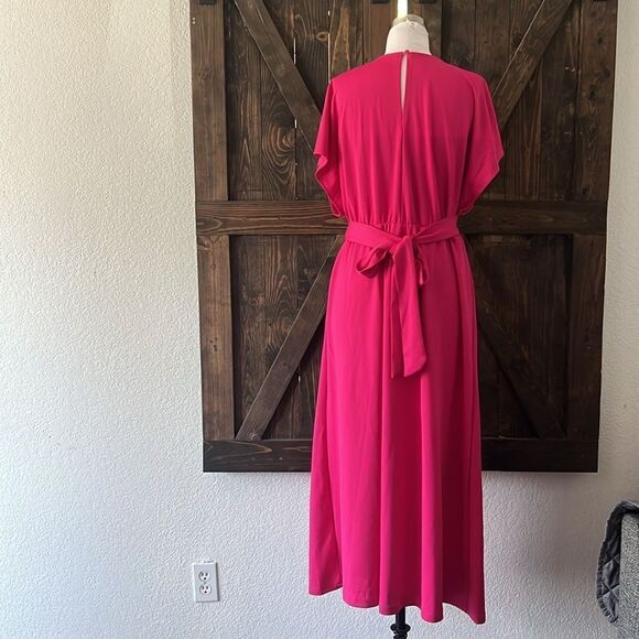 New Formal Dress Elegant Batwing Sleeve Wrap Front Tie Waist  Cocktail Dress - Picture 6 of 9